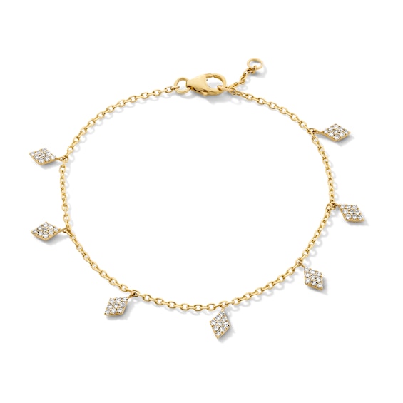 3/8 CT. T.w. Certified Lab-Grown Multi-Diamond Geometric Dangle Station Bracelet in 10K Gold (F/Vs2)