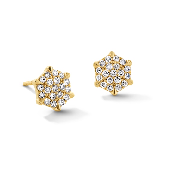 1/4 CT. T.w. Certified Lab-Grown Multi-Diamond Hexagon Stud Earrings in 10K Gold (F/Vs2)