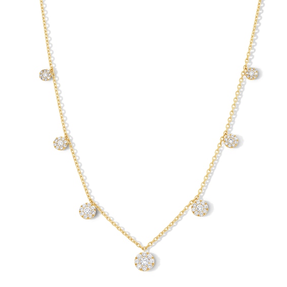 1 CT. T.w. Certified Lab-Grown Multi-Diamond Dangle Station Necklace in 10K Gold (F/Vs2)