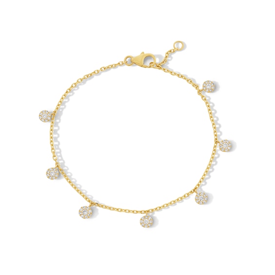 3/8 CT. T.w. Certified Lab-Grown Multi-Diamond Dangle Station Bracelet in 10K Gold (F/Vs2)