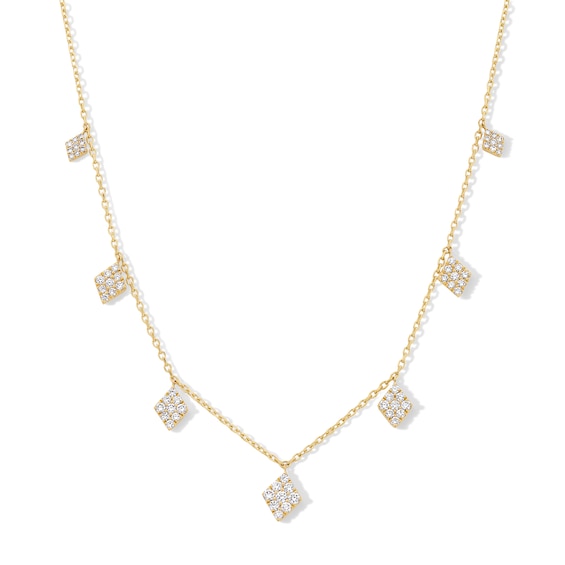 1 CT. T.w. Certified Lab-Grown Multi-Diamond Geometric Dangle Station Necklace in 10K Gold (F/Vs2)