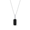 Thumbnail Image 1 of Emerald-Cut Onyx and 1/20 CT. T.W. Diamond Drop Pendant in Sterling Silver