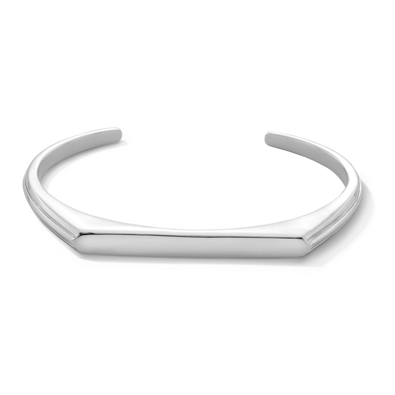 3.3mm Flat-Top Open Cuff Bangle in Solid Sterling Silver - 8.0"