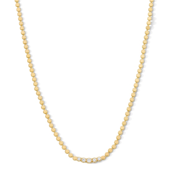 1/6 CT. T.w. Certified Lab-Grown Diamond Five Stone Bead Chain Necklace in Sterling Silver with 18K Gold Plate - 16"