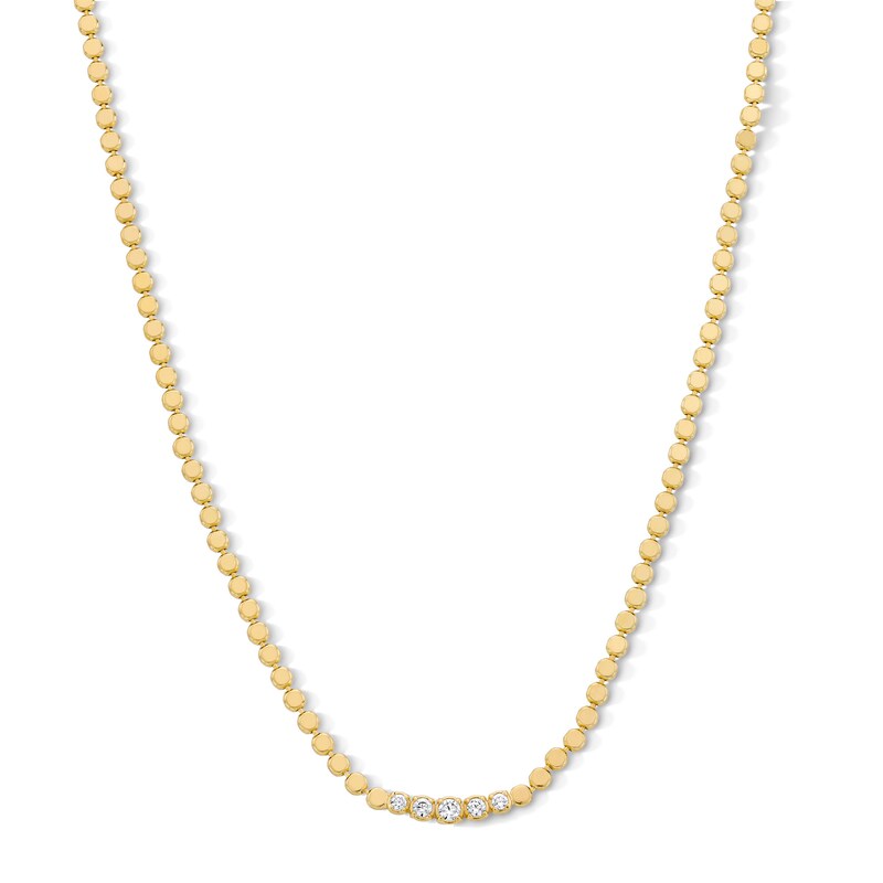 Main Image 1 of 1/6 CT. T.W. Certified Lab-Grown Diamond Five Stone Bead Chain Necklace in Sterling Silver with 18K Gold Plate - 16"