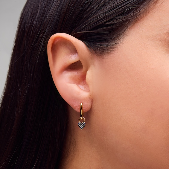 Blue Sapphire Cluster Earring Charm in Sterling Silver with 18K Gold Plate