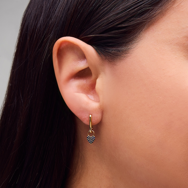Main Image 2 of Blue Sapphire Cluster Earring Charm in Sterling Silver with 18K Gold Plate