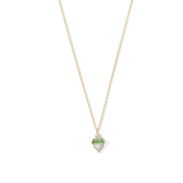 Baguette-Cut Green Tourmaline and 1/20 CT. T.W. Certified Lab-Grown Diamond Pendant in 10K Gold (F/VS2)