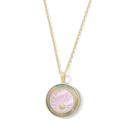 Mother-of-Pearl and Certified Lab-Grown Diamond Accent Medallion Pendant in Sterling Silver with 18K Gold Plate