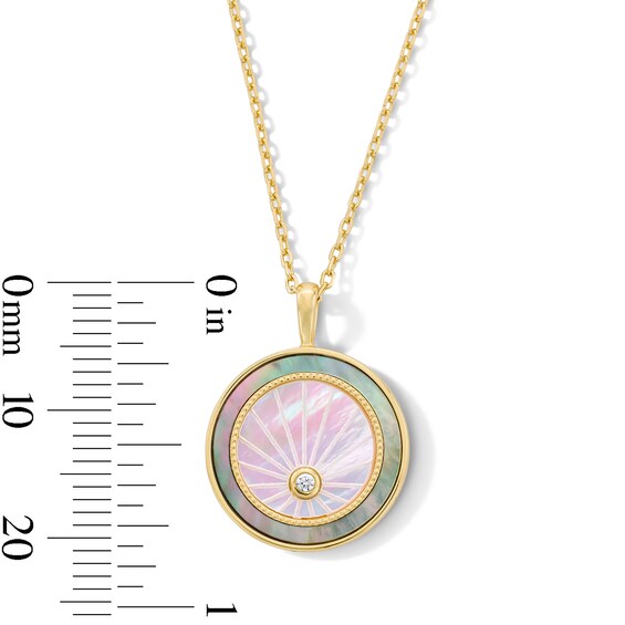 Mother-of-Pearl and Certified Lab-Grown Diamond Accent Medallion Pendant in Sterling Silver with 18K Gold Plate