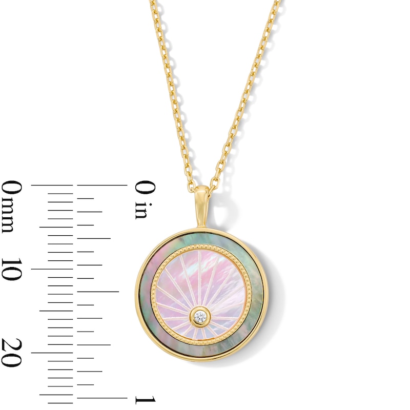 Main Image 4 of Mother-of-Pearl and Certified Lab-Grown Diamond Accent Medallion Pendant in Sterling Silver with 18K Gold Plate