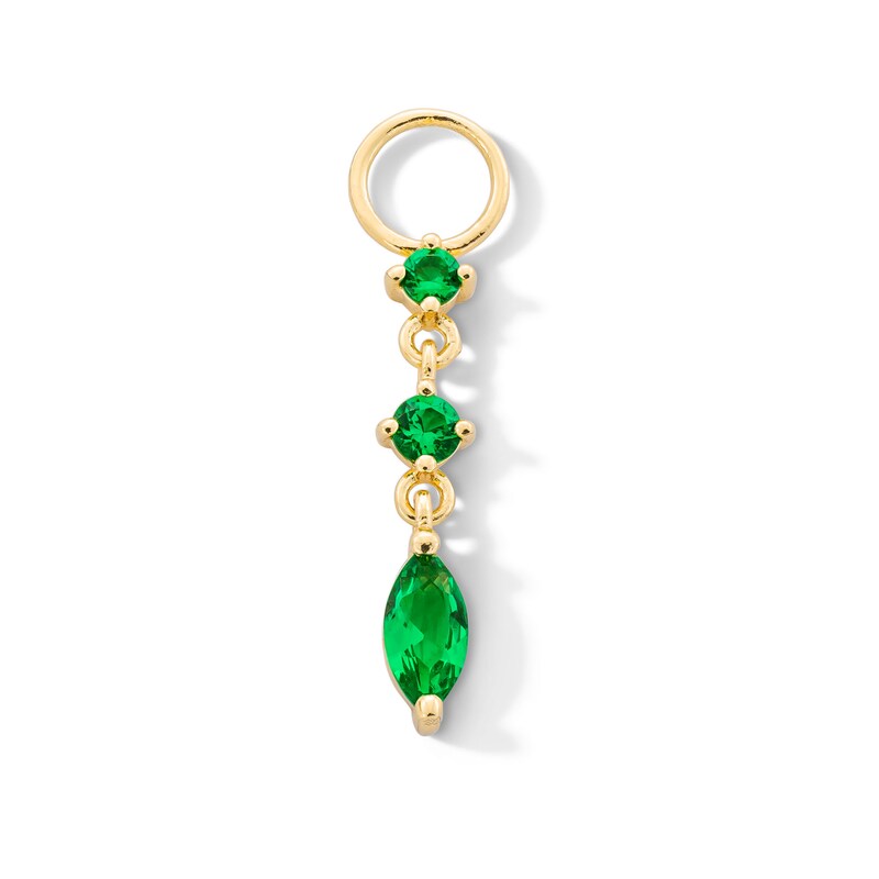 Main Image 1 of Marquise-Cut and Round Lab-Created Emerald Chain Drop Earring Charm in Sterling Silver with 18K Gold Plate