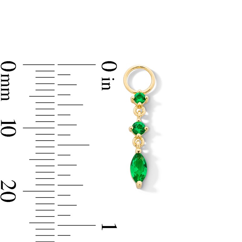Main Image 3 of Marquise-Cut and Round Lab-Created Emerald Chain Drop Earring Charm in Sterling Silver with 18K Gold Plate