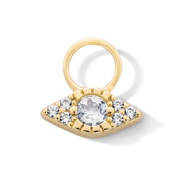 Moonstone and Certified Lab-Grown Diamond Accent Evil Eye Earring Charm in Sterling Silver with 18K Gold Plate (F/VS2)