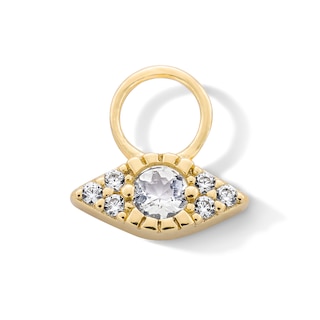 Moonstone and Lab-Grown Diamond Accent Evil Eye Earring Charm in Sterling Silver with 18K Gold Plate (F/VS2)