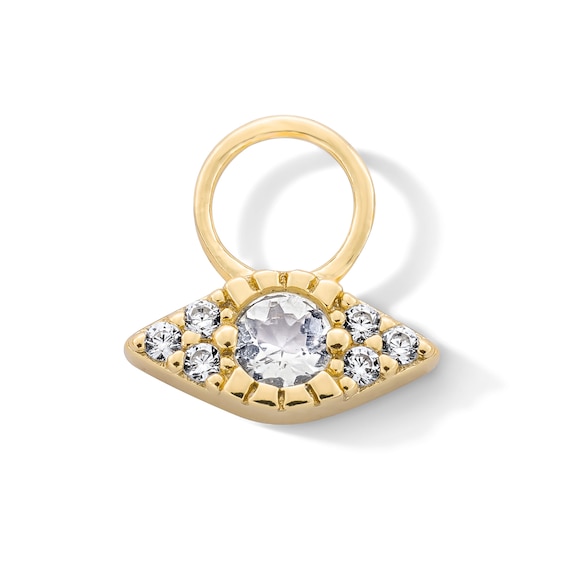 Moonstone and Certified Lab-Grown Diamond Accent Evil Eye Earring Charm in Sterling Silver with 18K Gold Plate (F/Vs2)