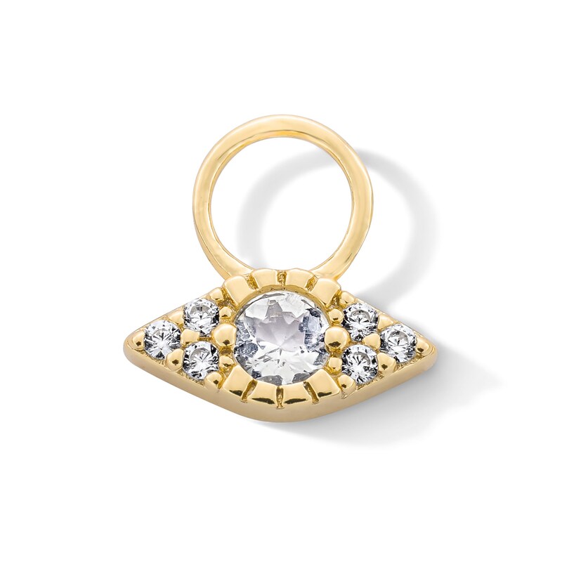 Main Image 1 of Moonstone and Certified Lab-Grown Diamond Accent Evil Eye Earring Charm in Sterling Silver with 18K Gold Plate (F/VS2)