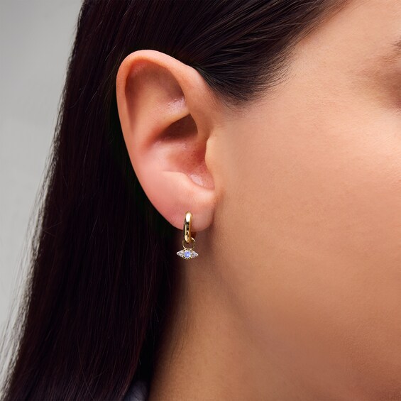 Moonstone and Certified Lab-Grown Diamond Accent Evil Eye Earring Charm in Sterling Silver with 18K Gold Plate (F/Vs2)