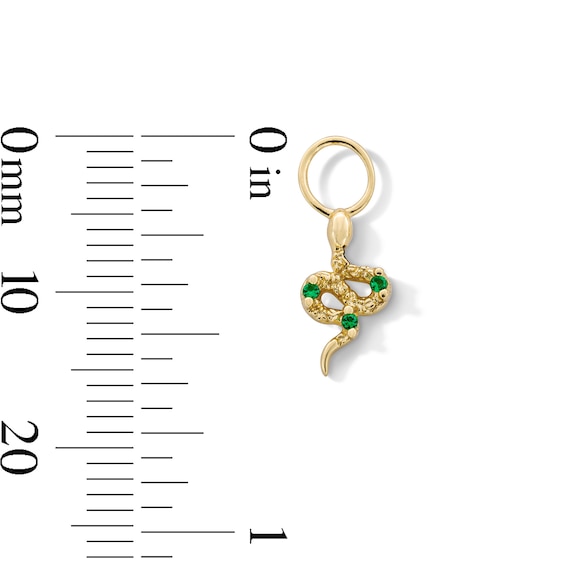Lab-Created Emerald Snake Earring Charm in Sterling Silver with 18K Gold Plate