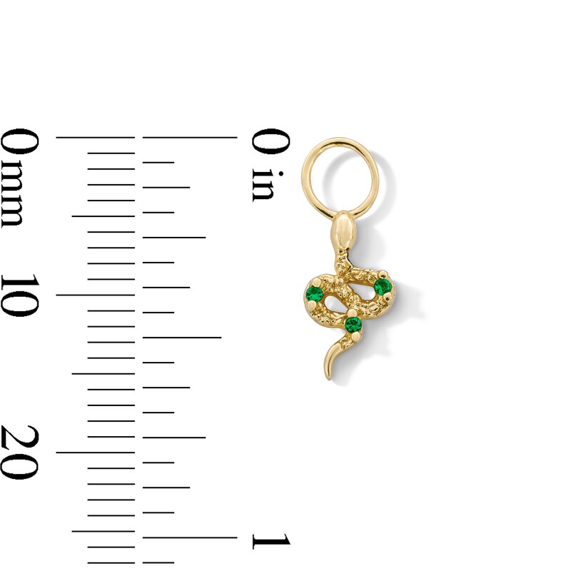 Main Image 3 of Lab-Created Emerald Snake Earring Charm in Sterling Silver with 18K Gold Plate