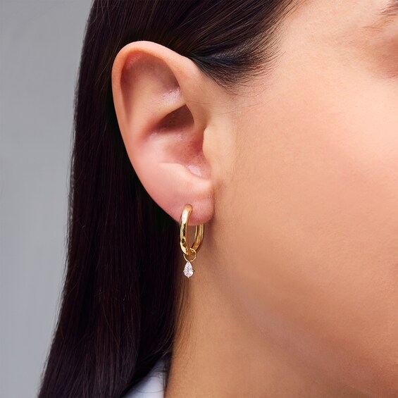 1/4 CT. Pear-Shaped Certified Lab-Grown Diamond Solitaire Earring Charm in Sterling Silver with 18K Gold Plate