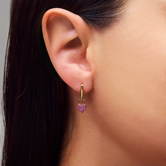Pink Sapphire Cluster Earring Charm in Sterling Silver with 18K Gold Plate