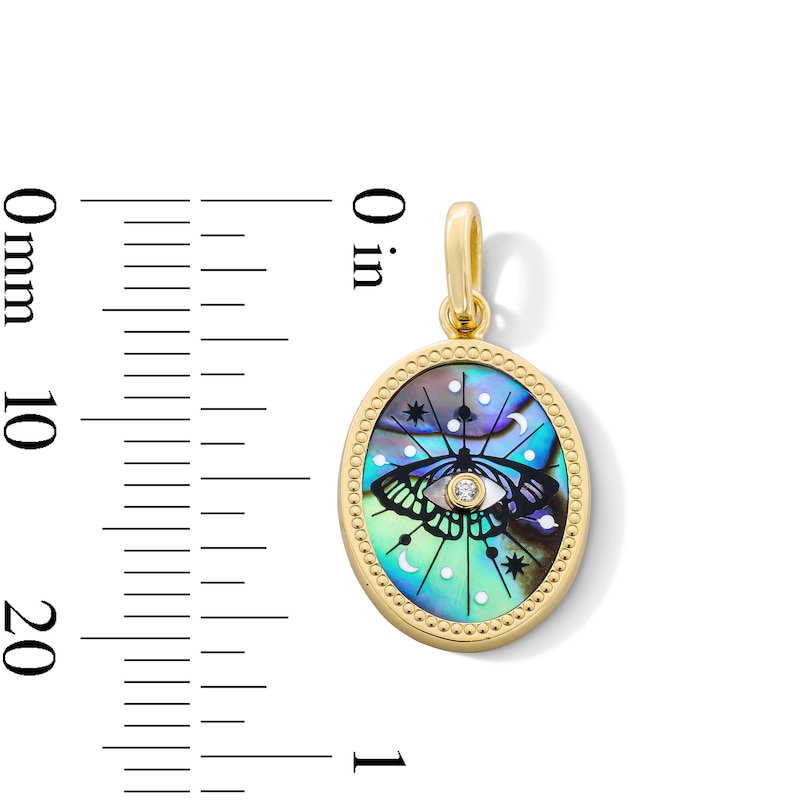 Main Image 2 of Oval Abalone Shell and Certified Lab-Grown Diamond Accent Necklace Charm in Sterling Silver with 18K Gold Plate