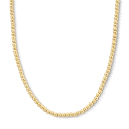 3.0mm Bead Strand Necklace In Hollow Sterling Silver with 18K Gold Plate