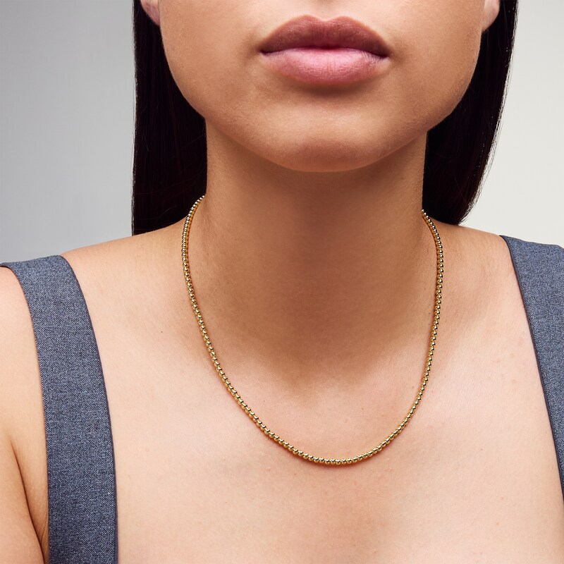 Main Image 2 of 3.0mm Bead Strand Necklace In Hollow Sterling Silver with 18K Gold Plate