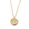 Thumbnail Image 1 of Multi-Shaped Blue and White Sapphire Sunburst and Star Medallion Pendant in Sterling Silver with 18K Gold Plate