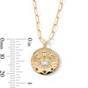 Thumbnail Image 3 of Multi-Shaped Blue and White Sapphire Sunburst and Star Medallion Pendant in Sterling Silver with 18K Gold Plate