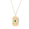 Thumbnail Image 1 of Marquise-Cut Emerald and Certified Lab-Grown Diamond Octagon Medallion Pendant in Sterling Silver with 18K Gold Plate