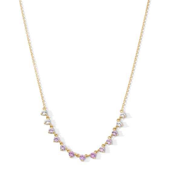 Pink Sapphire and 1/5 CT. T.w. Certified Lab-Grown Diamond Gradient Necklace in Sterling Silver with 18K Gold Plate