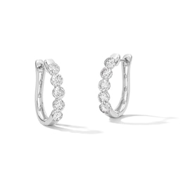 3 CT. T.W. Certified Lab-Grown Diamond Five Stone Hoop Earrings in 10K White Gold (F/VS2)