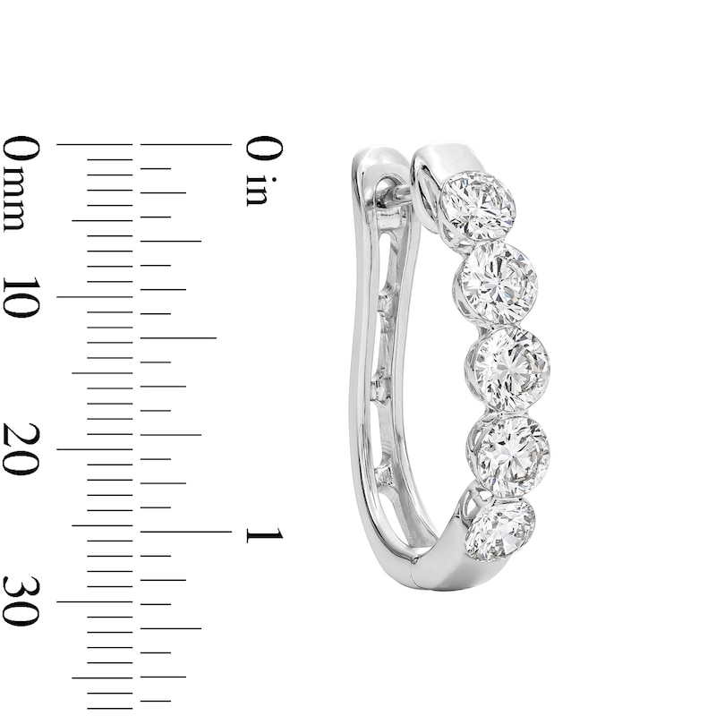 Main Image 2 of 3 CT. T.W. Certified Lab-Grown Diamond Five Stone Hoop Earrings in 10K White Gold (F/VS2)
