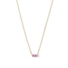 Thumbnail Image 1 of Baguette-Cut Pink Sapphire Solitaire Necklace in 10K Gold - 16"