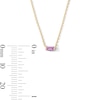 Thumbnail Image 4 of Baguette-Cut Pink Sapphire Solitaire Necklace in 10K Gold - 16"