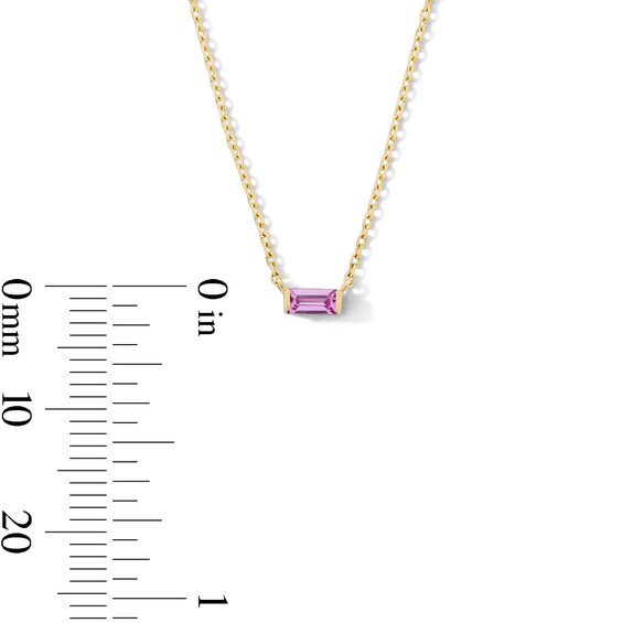 Baguette-Cut Pink Sapphire Solitaire Necklace in 10K Gold - 16"