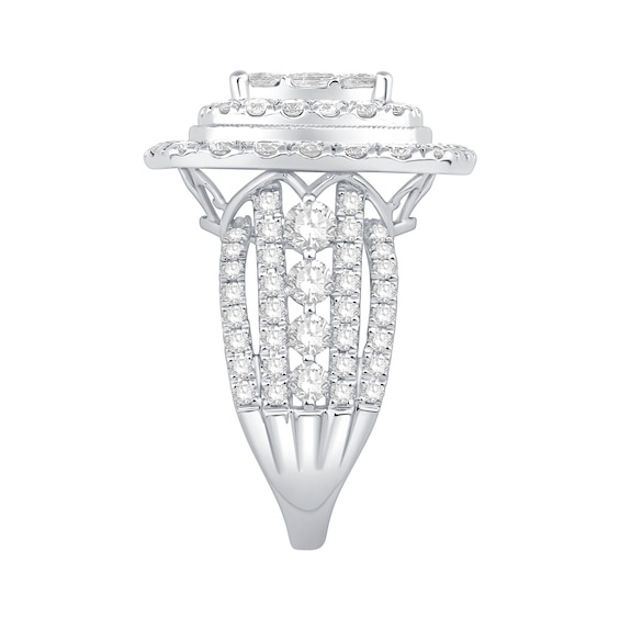 4 CT. T.w. Princess and Round-Cut Multi-Diamond Double Frame Engagement Ring in 10K White Gold