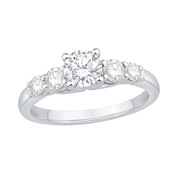 1-1/5 CT. T.w. Diamond Five-Stone Engagement Ring in 14K White Gold