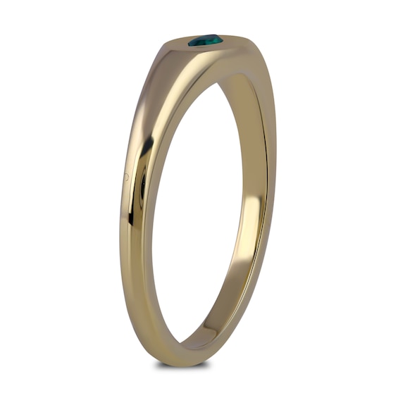 Marquise-Cut Lab-Created Emerald Solitaire Ring in Sterling Silver with 24K Gold Vermeil