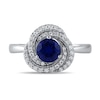 Thumbnail Image 2 of Blue and White Lab-Created Sapphire Swirl Pendant, Ring and Stud Earrings Set in Sterling Silver - Size 7