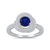 Thumbnail Image 3 of Blue and White Lab-Created Sapphire Swirl Pendant, Ring and Stud Earrings Set in Sterling Silver - Size 7