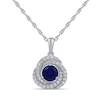 Thumbnail Image 5 of Blue and White Lab-Created Sapphire Swirl Pendant, Ring and Stud Earrings Set in Sterling Silver - Size 7