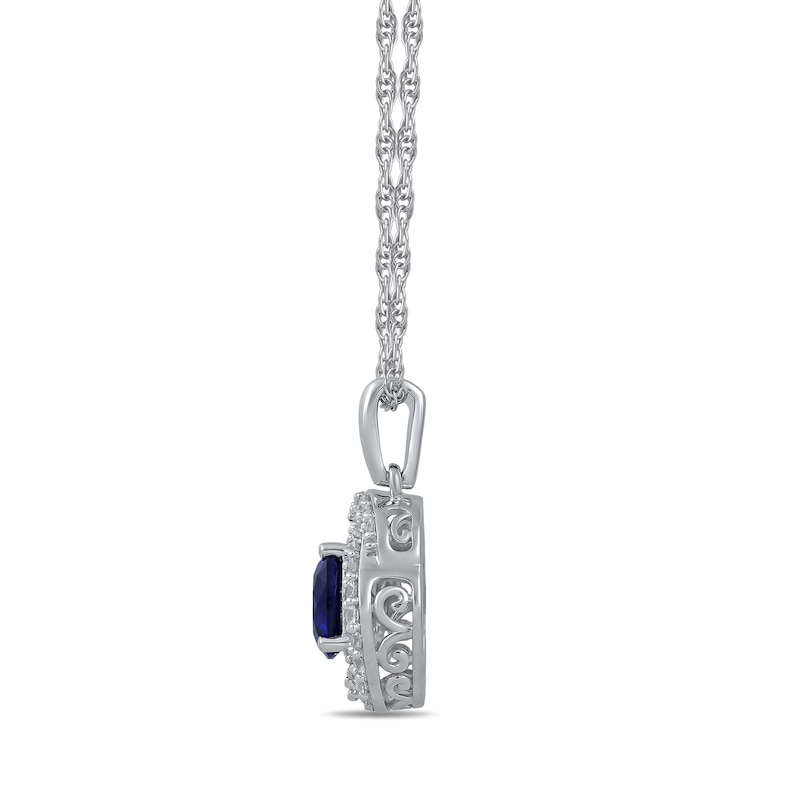 Main Image 6 of Blue and White Lab-Created Sapphire Swirl Pendant, Ring and Stud Earrings Set in Sterling Silver - Size 7