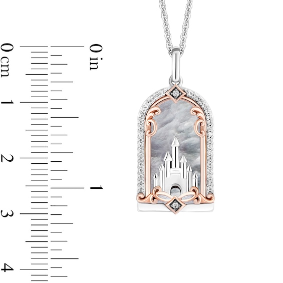 Enchanted Disney Majestic Princess Mother-of-Pearl and Diamond Castle Pendant in Sterling Silver and 10K Rose Gold - 19â