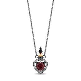 Enchanted Disney Villains Evil Queen Heart Garnet, Onyx and Diamond Dagger Necklace in Sterling Silver and 10K Gold