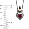 Thumbnail Image 3 of Enchanted Disney Villains Evil Queen Heart Garnet, Onyx and Diamond Dagger Necklace in Sterling Silver and 10K Gold