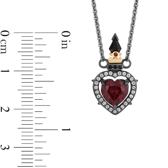 Enchanted Disney Villains Evil Queen Heart Garnet, Onyx and Diamond Dagger Necklace in Sterling Silver and 10K Gold