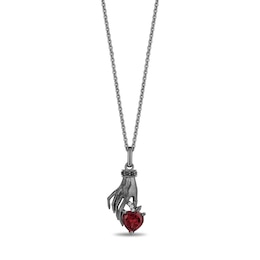 Enchanted Disney Villains Evil Queen Heart-Shaped Garnet and Diamond Poisoned Apple Pendant in Black Sterling Silver